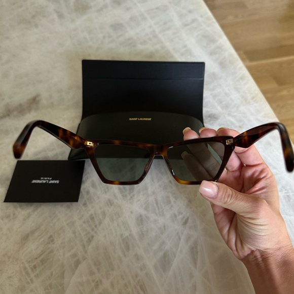 New Acetate YSL Angular cat-eye sunglasses in HAVANA main image 8